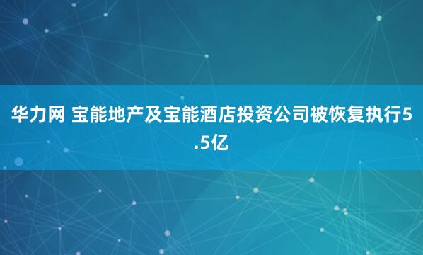 华力网 宝能地产及宝能酒店投资公司被恢复执行5.5亿