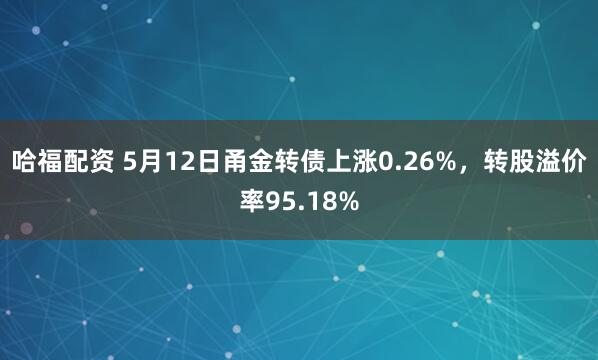 哈福配资 5月12日甬金转债上涨0.26%，转股溢价率95.18%